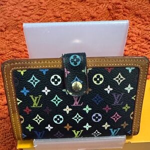 Louis Vuitton Black Kisslock Multicolor Monogram Wallet